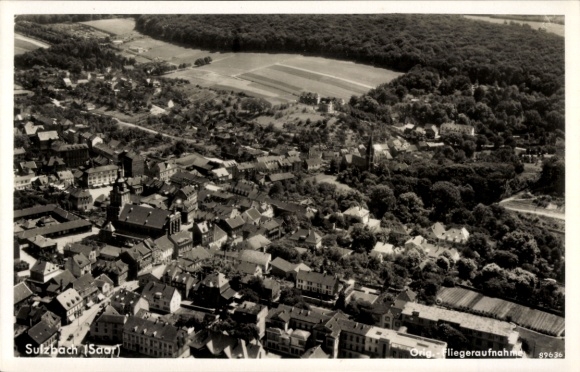 Postcard Sulzbach ad Saar, aerial photograph