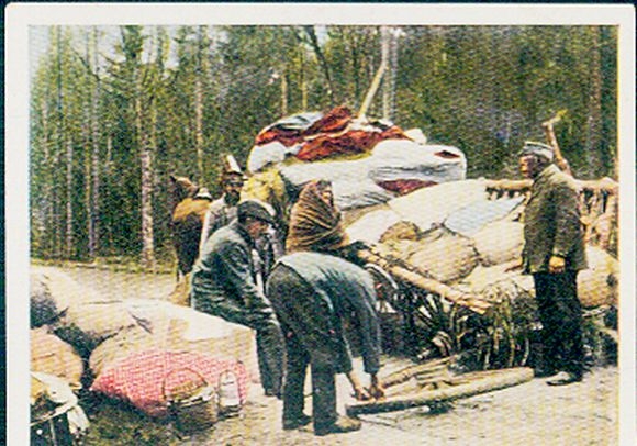 Collective picture World War 1914, beginning of the war in the east 25 East Prussian population flees from the Russians