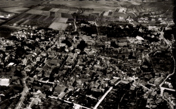 Postcard Groß Umstadt in Hesse, aerial photograph, wine island