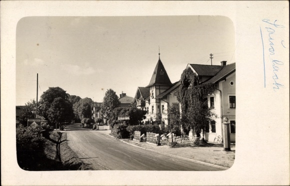 Photo Postcard Sauerlach in Upper Bavaria, street section in town, restoration, gas pump, gas station