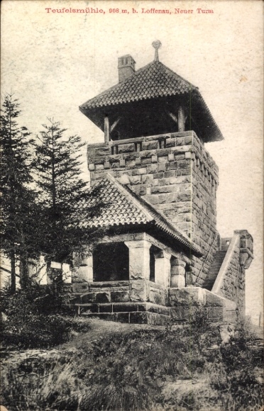 Postcard Loffenau in the Black Forest, Devil's Mill, New Tower