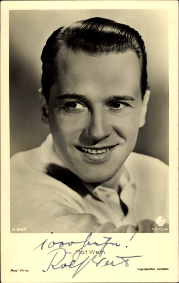 Ak Schauspieler Rolf Weih, Portrait, Ross Verlag Nr. A 2542/1, Autogramm