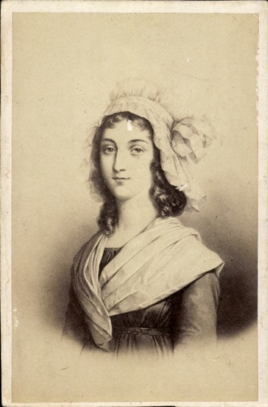 CdV Charlotte Corday d'Armont, , murderer of Jean Paul Marat, French Revolution, portrait