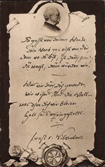 Postcard Otto von Bismarck, portrait, speech to the people, oak leaves