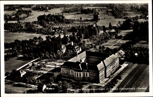 Postcard Erlenbad Obersasbach Sasbach in the Ortenau, aerial photograph, monastery of the Franciscan sisters