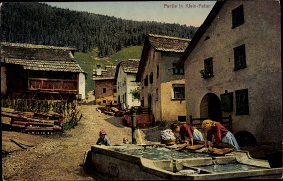 Postcard Fetan Ftan Kt. Graubünden Switzerland, Klein Fetan, Washerwomen