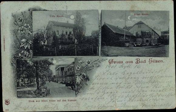 Moonlight Postcard Bad Eilsen Lower Saxony, Hotel and Villa Rinne, Kursaal