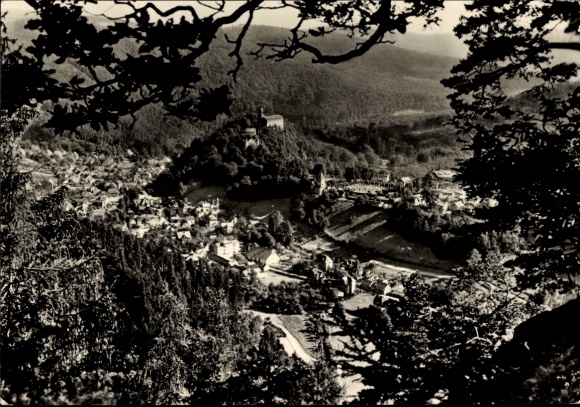 Postcard Schwarzburg in Thuringia, view of Schwarzburg, Thuringian Forest, from the Trippstein, scenic