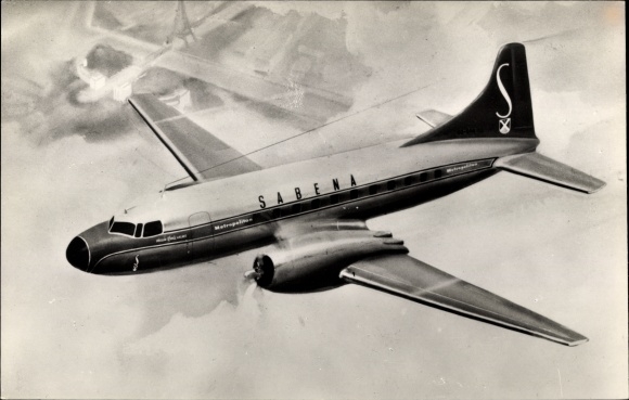Postcard passenger plane Convair Metropolitan, Sabena