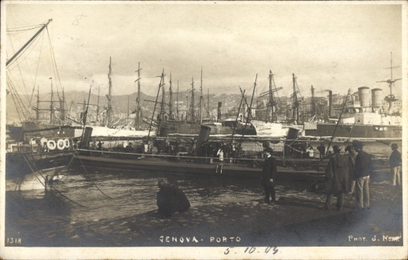 Ak Genova Genua Liguria, Hafen mit Schiffen