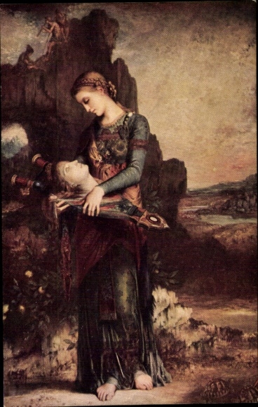 Artist Postcard Moreau, Eurydice with the Head of Orpheus, Orphée