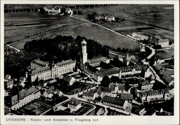 Ak Ursberg in Schwaben, Fliegeraufnahme, Kloster, Anstalten
