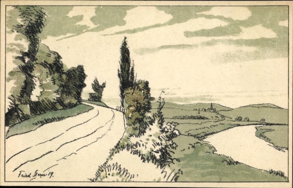 Artist Postcard Fried. Stern, Marktheidenfeld in the Spessart Lower Franconia, landscape