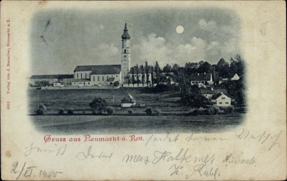 Moonlight PC Neumarkt Sankt Veit an der Rott Upper Bavaria, view of the town, church
