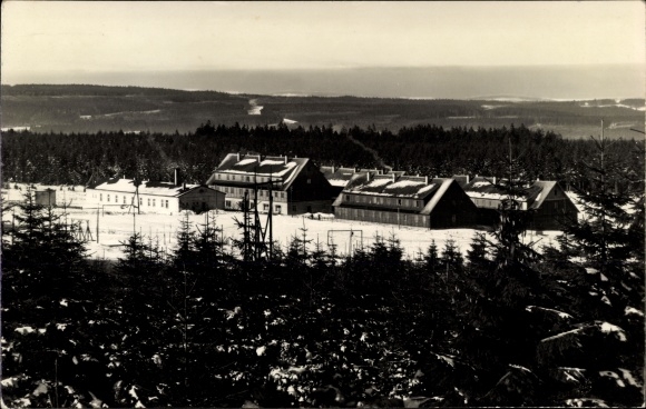 Postcard Schnenstein Tannenbergsthal in the Vogtland, holiday and school camp, winter view
