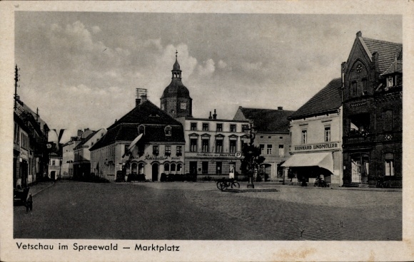 Postcard Vetschau Spreewald in Brandenburg, market square