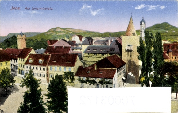 Ak Jena in Thüringen, Stadtansicht, Am Johannisplatz,  Gebäude, Bäume