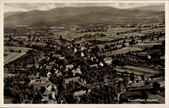 Postcard Fautenbach Achern in Baden Schwarzwald, aerial photograph