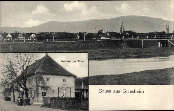 PC Griesheim near Darmstadt, Inn zur Krone, view of the town