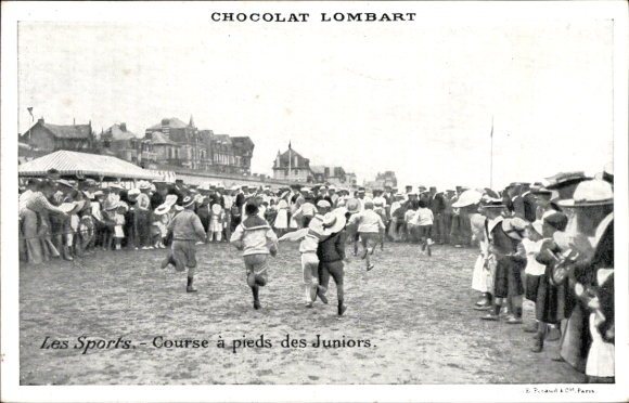 Ak Les Sports, Course a pieds des Juniors, Reklame, Chocolat Lombart