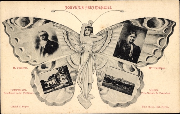 Motyl KP Armand Fallieres, Prezydent de la Republique, Portret, Mme Fallieres