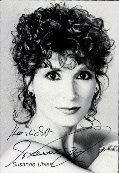 Postcard actress Susanne Uhlen, portrait, autograph