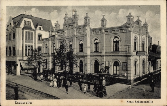 Postcard Eschweiler in North Rhine-Westphalia, view of the Hotel Schützenhalle