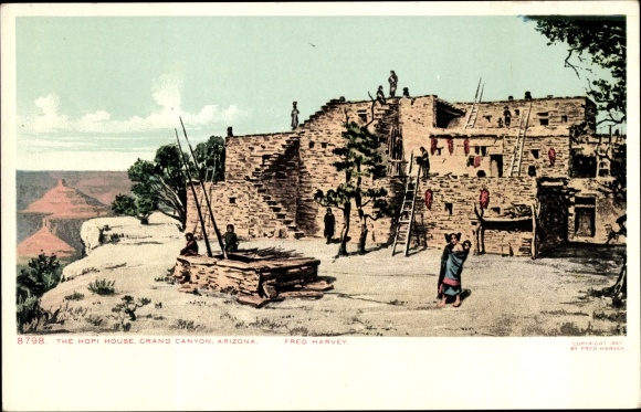 Ak Arizona USA, Grand Canyon National Park, Haus der Hopi Indianer