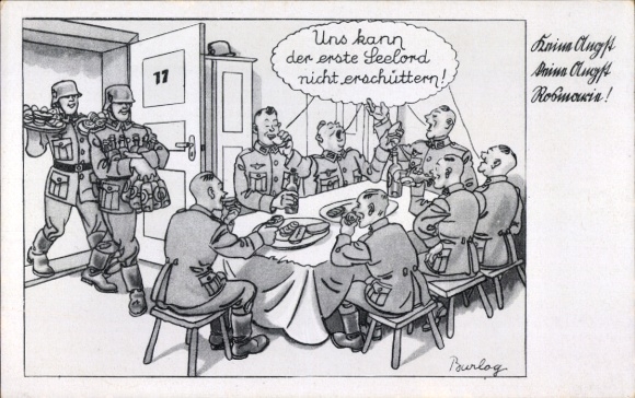 Künstler Ak Barlog, Uns kann der erste Seelord nicht erschüttern, keine Angst Rosmarie