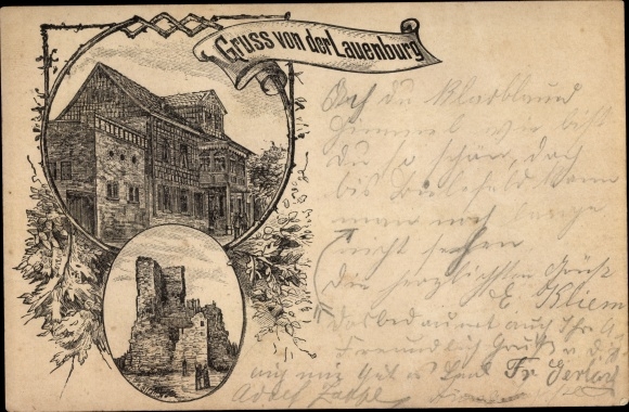 Postal stationery Chromo-Litho Stecklenberg Thale in the Harz Mountains, Lauenburg