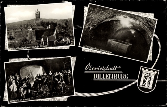 PC Dillenburg in Hesse, Wilhelmsturm, painting, castle, cellar, coat of arms