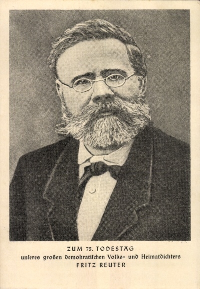 Maximum Postcard On the 75th anniversary of the death of the poet Fritz Reuter, portrait