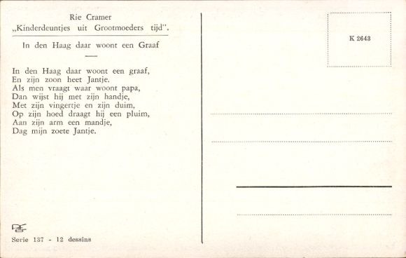 Kunstenaar Ak Cramer, R., In Den Haag was er een plek in Graaf