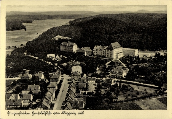 Postcard Gunzenhausen in Middle Franconia, Hensoltshöhe, aerial photograph