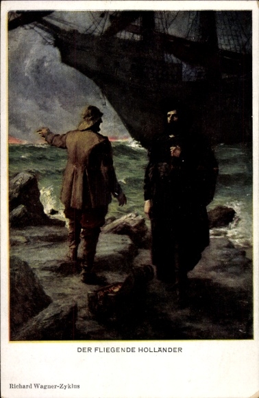 Kunstenaar Ak Leeke, Ferd., The Flying Dutchman, Richard Wagner-cyclus