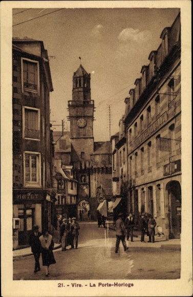 Ak Viré Calvados, La Porte Horloge