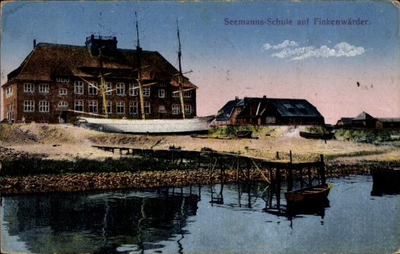 Postcard Hamburg Mitte Finkenwerder Finkenwärder, Seaman's School