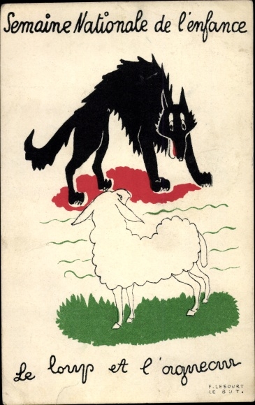 Artist Postcard National Children&#39;s Week, The Wolf and the Lamb