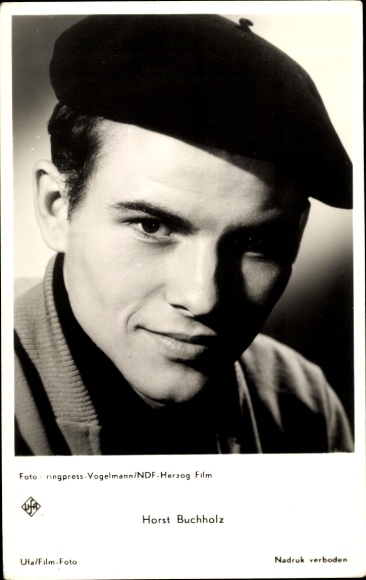 Postcard Actor Horst Buchholz, Portrait, Beret