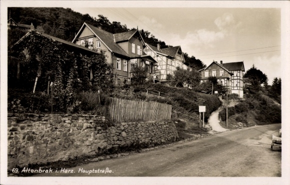 Postcard Altenbrak Thale in the Harz, main street, half-timbered houses