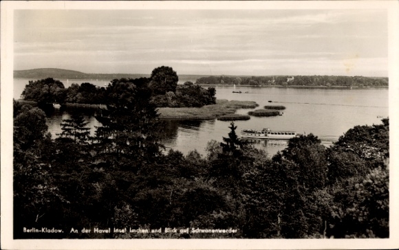 Ak Berlin Spandau Kladow, Insel Imchen, Blick auf Schwanenwerder