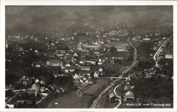 Postcard Wehr in Baden, aerial photograph