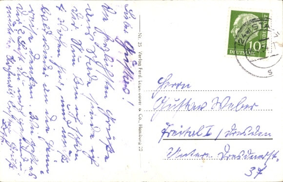Postcard Stade in Lower Saxony, historic half-timbered house, moat, museum, bridge, trees