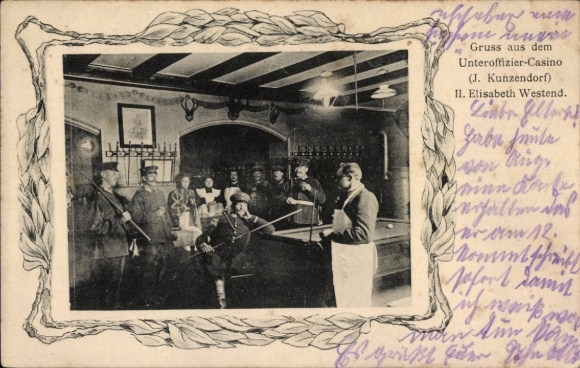 Postcard Berlin Charlottenburg Westend, NCO Casino J. Kunzendorf, II. Elisabeth, Billiards