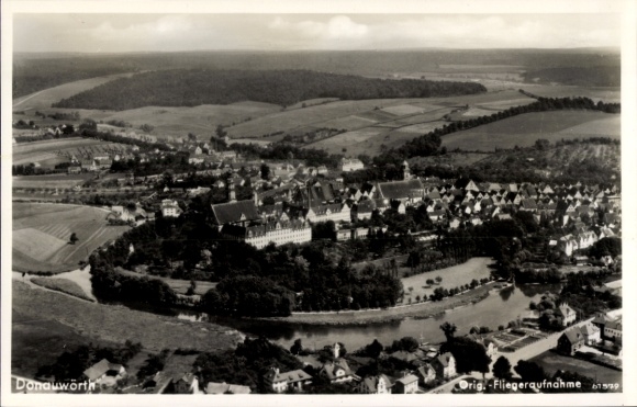Postcard Donauwörth in Swabia Bavaria, aerial photograph