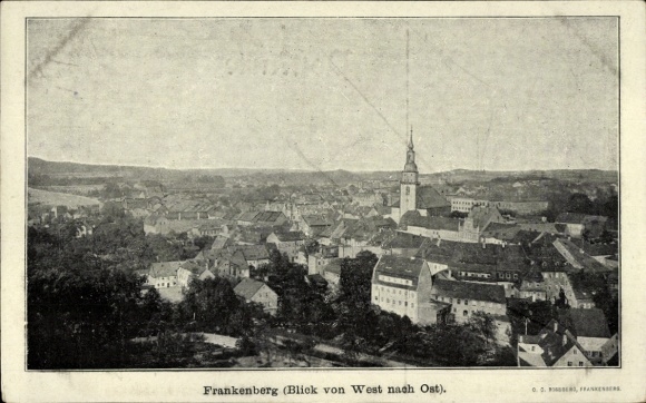 Ak Frankenberg in Sachsen, Gesamtansicht, Blick von Westen nach Osten
