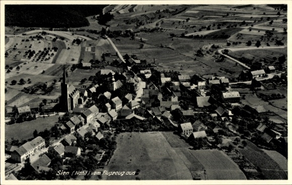 Postcard Sien an der Nahe, aerial photograph