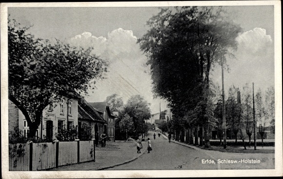 Ansichtkaart Erfde in Sleeswijk-Holstein, straatgedeelte