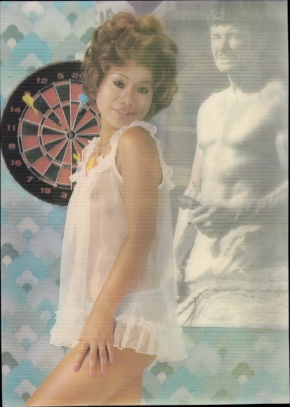 3 D Erotik Ak, Asiatin, Charles Bronson, Dartscheibe