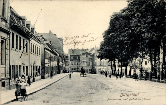Ak Burgstädt in Sachsen, Promenade, Bahnhofstraße